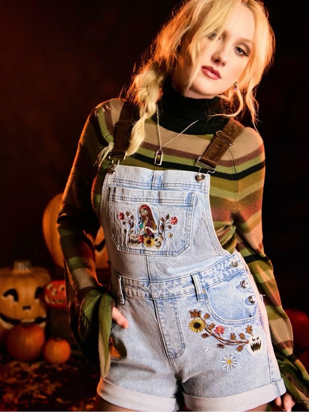 Her Universe The Nightmare Before Christmas Sally Floral Shortalls